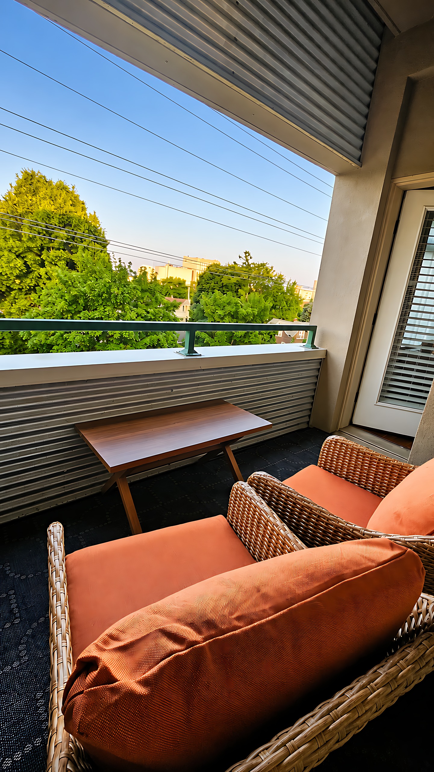 Balcony, seating, Unit 416