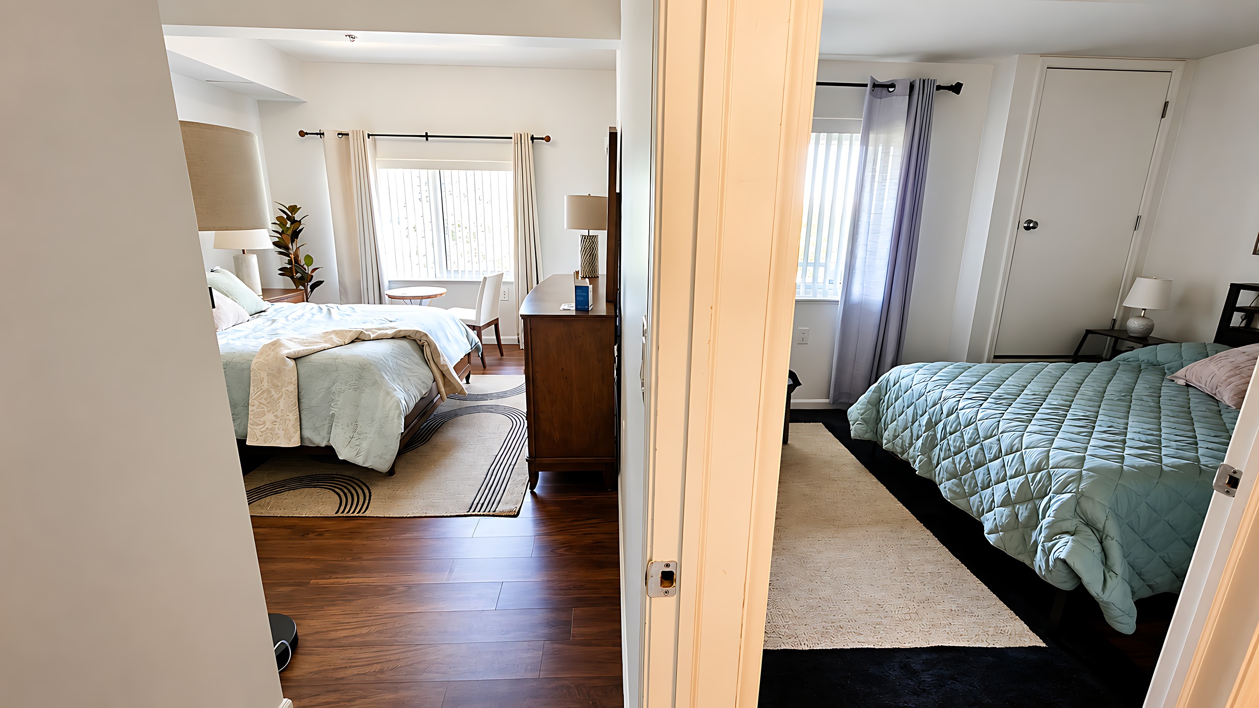 Hallway, both bedrooms, Unit 416