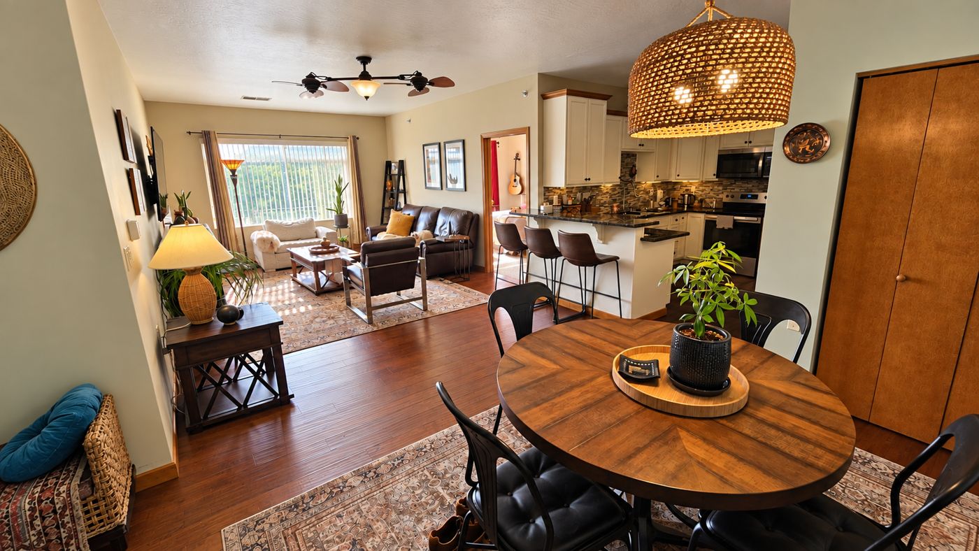 Dining and living area in Unit 506
