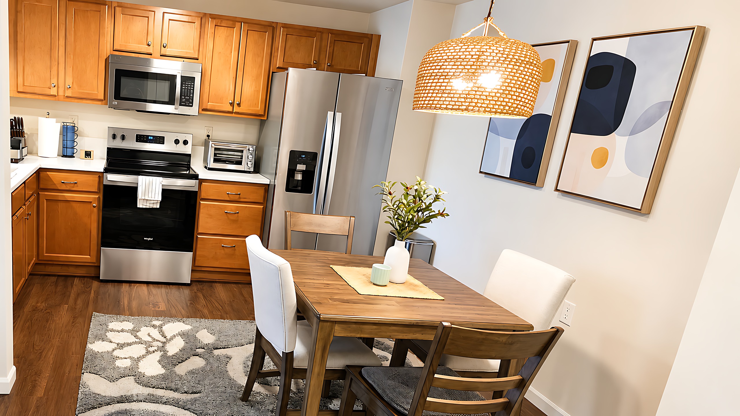 Kitchen and dining, wide, Unit 416